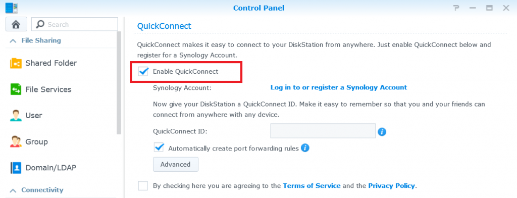 群晖控制面板_quickconnect界面